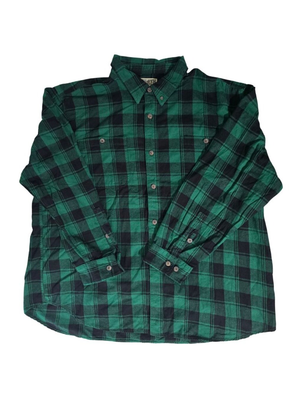 Duluth Trading Co Flannel Shirt Mens 3XL Green Black Plaid Button Up NWOT Cotton
